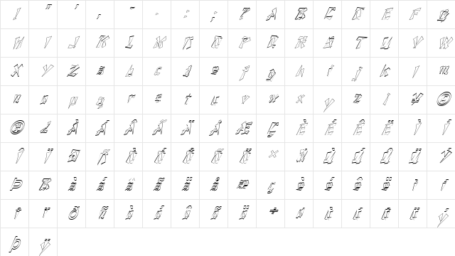 FZ UNIQUE 21 HOLLOW ITALIC Normal Character Map