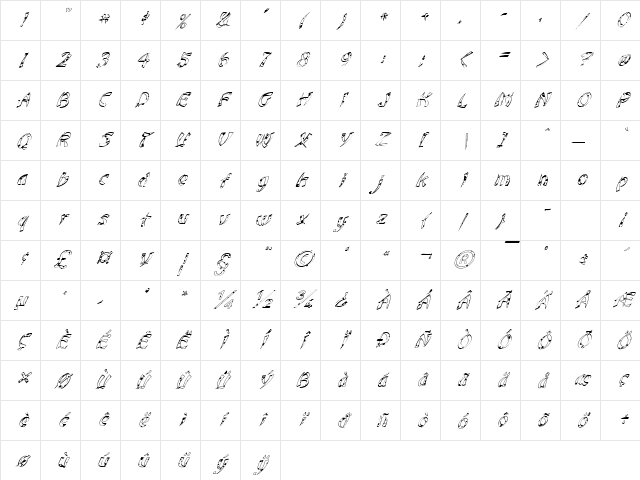 FZ UNIQUE 22 SPOTTED ITALIC Normal Character Map