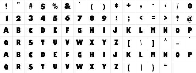 Amity Jack Regular Character Map