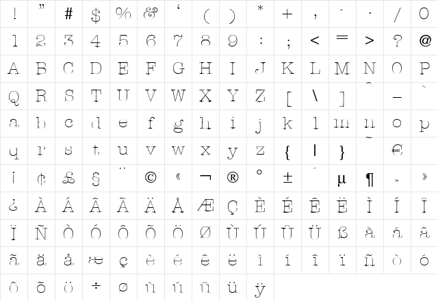 AmbienteLightDB Normal Character Map AmbienteLightDB Normal Character Map