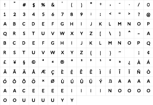 Amnesty Sans Stamp Regular Character Map