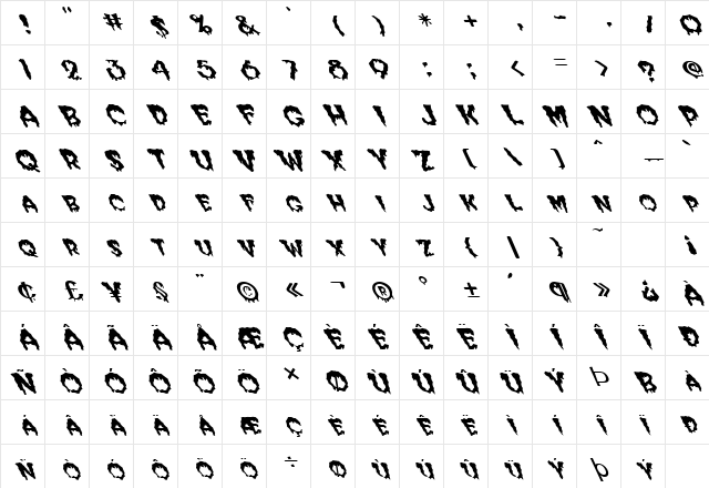 FZ WACKY 39 LEFTY Normal Character Map