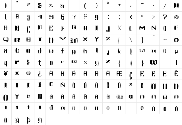 FZ WARPED 16 Normal Character Map