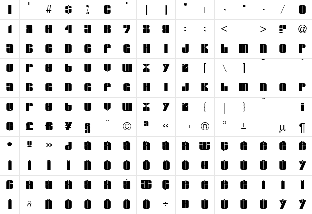 G761-Deco Regular Character Map