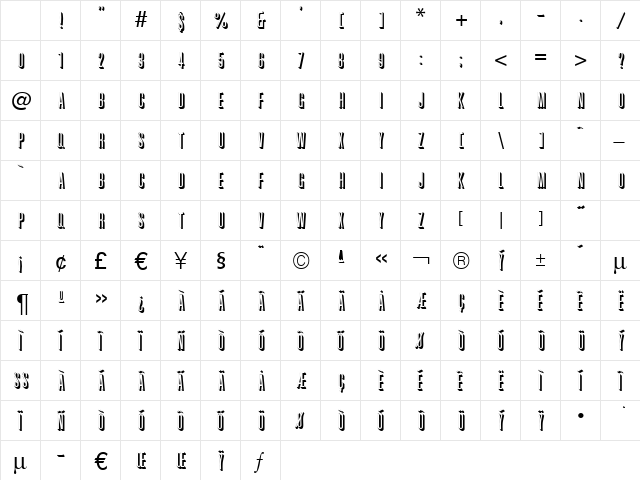 G820-Deco Regular Character Map