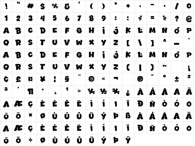 Amorlate Regular Character Map
