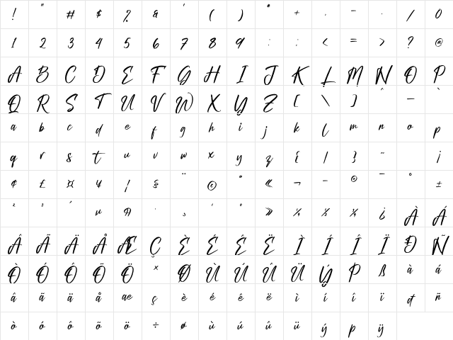 Gabriela Ragile Regular Character Map