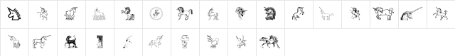 Gail's Unicorn Regular Character Map