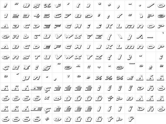 Galant Shadow Italic Shadow Italic Character Map
