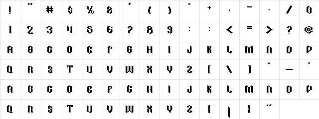 Galas Regular Character Map Galas Regular Character Map