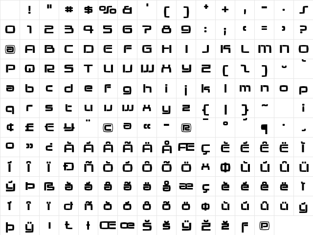 Galaxie Bold Character Map Galaxie Bold Character Map