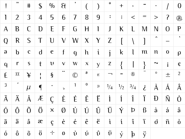 Binary ITC Light Regular Character Map Binary ITC Light Regular Character Map