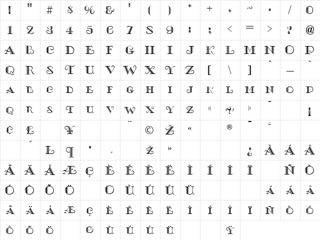 Gallia Regular Character Map Gallia Regular Character Map