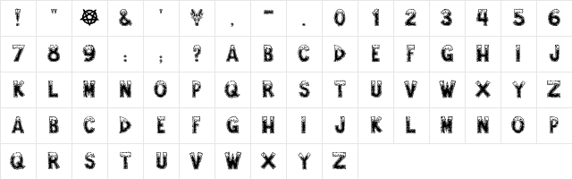 Amped For Evil Regular Character Map Amped For Evil Regular Character Map