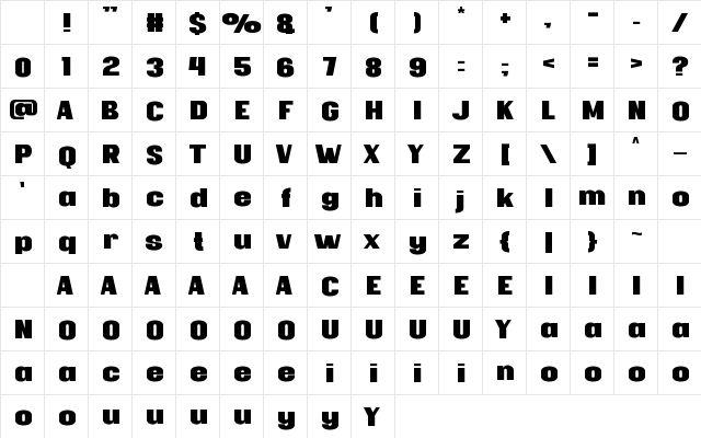 GAMEDAY Regular Character Map GAMEDAY Regular Character Map