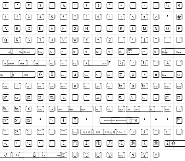 Gamekeys MT Regular Character Map