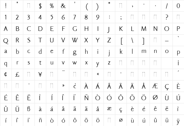 Claude Sans Regular Character Map