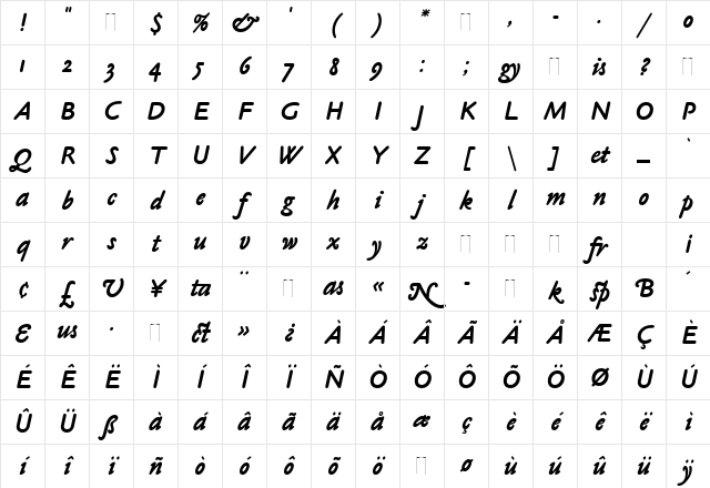 Claude Sans Bold Italic Regular Character Map