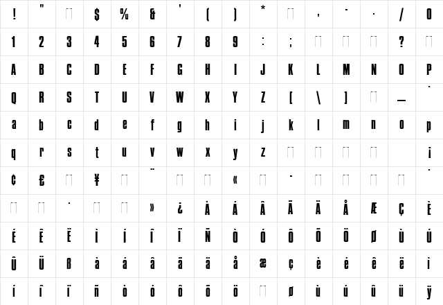 Compacta Regular Character Map Compacta Regular Character Map