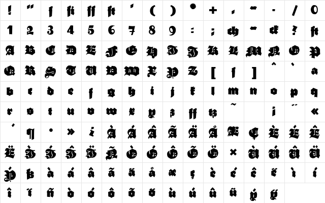 Ganz Grobe Gotisch Medium Character Map Ganz Grobe Gotisch Medium Character Map