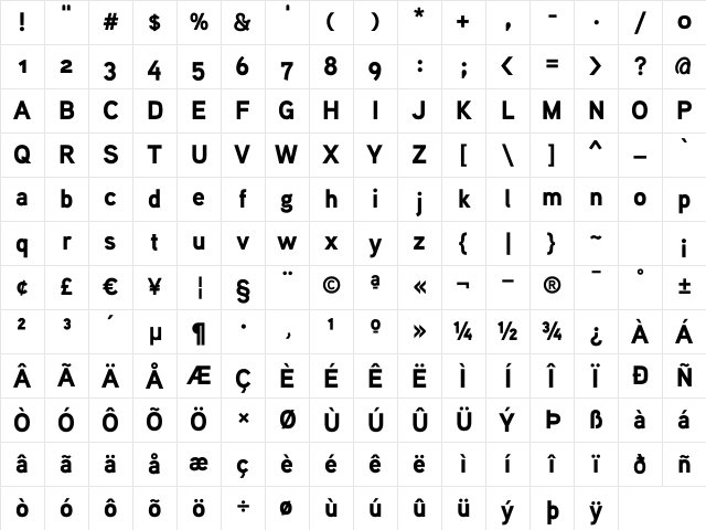 Aaux ProBlack OSF Regular Character Map