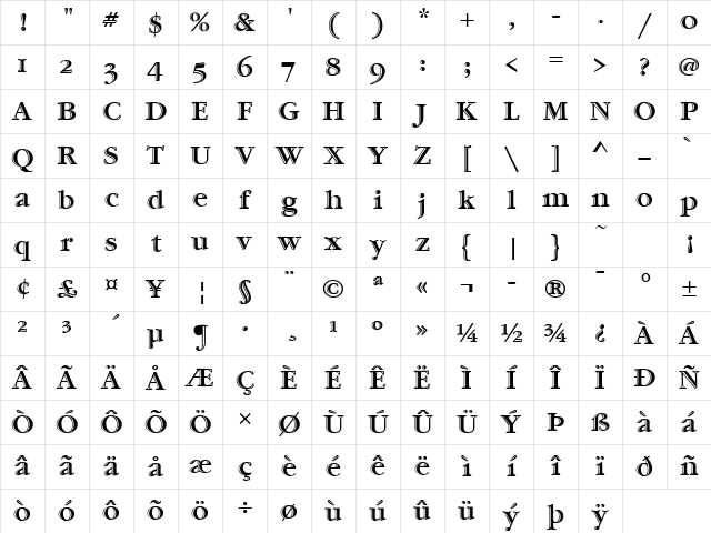 Garamond Htld OS ITC TT Regular Character Map Garamond Htld OS ITC TT Regular Character Map