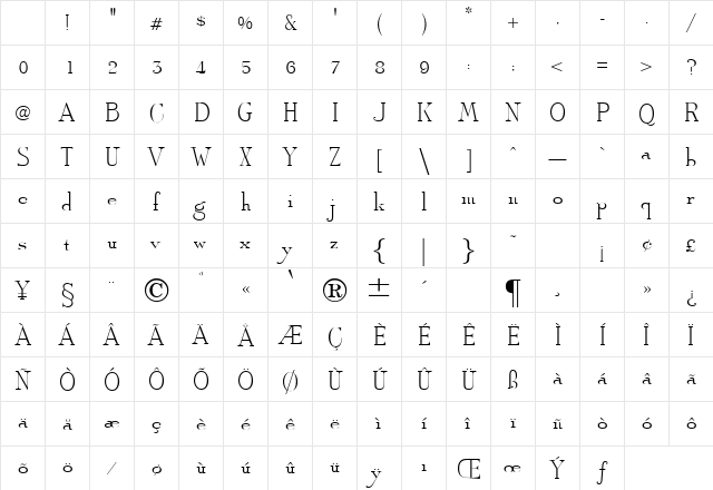 Amphora Regular Character Map Amphora Regular Character Map