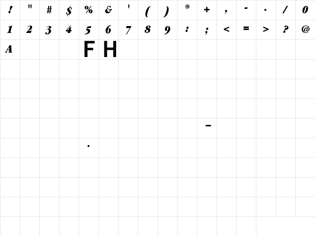 Garamond UltraCondensedItalic Character Map