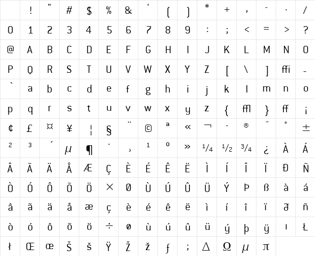 Conduit ITC Light Regular Character Map Conduit ITC Light Regular Character Map