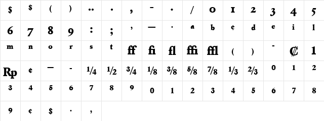 GaramondBEExpert Bold Character Map
