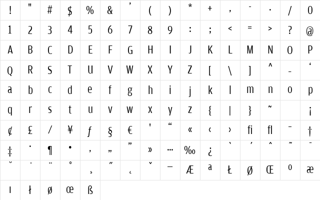 AmplitudeCond-Book Regular Character Map