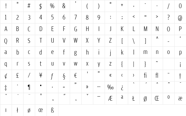 AmplitudeCond-Light Regular Character Map