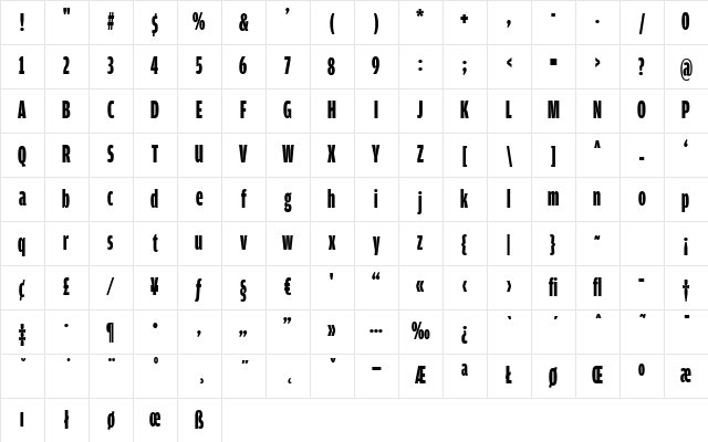 AmplitudeExtraComp-Black Regular Character Map AmplitudeExtraComp-Black Regular Character Map