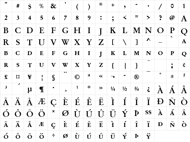 Garamond Becker No2 Discaps Med Regular Character Map