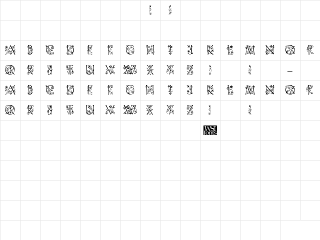GardenDisplayCaps Regular Character Map