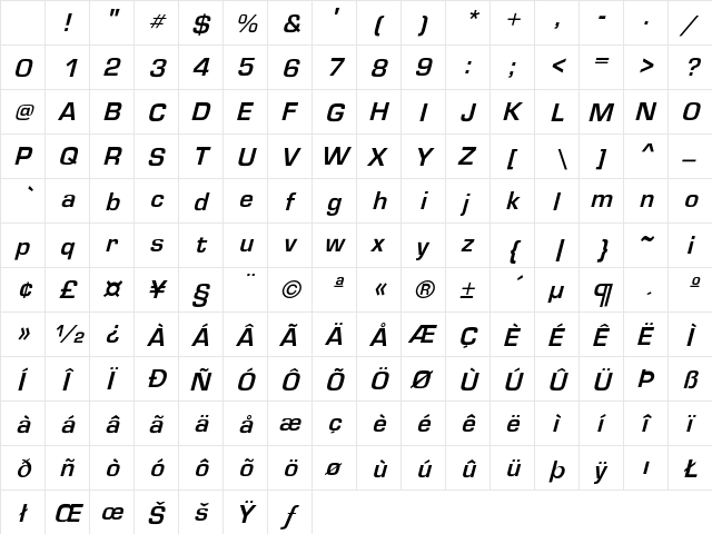 GardenwayObl-Bold Regular Character Map GardenwayObl-Bold Regular Character Map