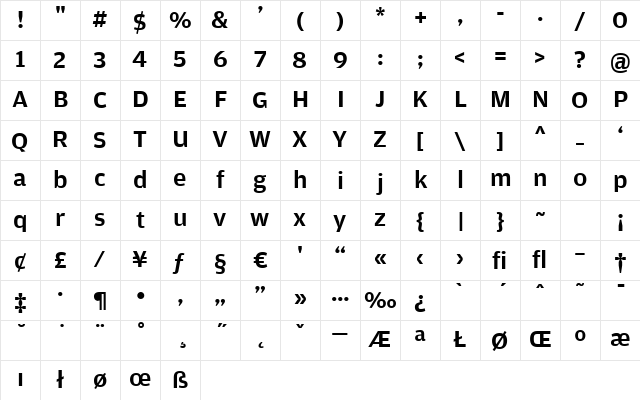 AmplitudeWide-Medium Regular Character Map