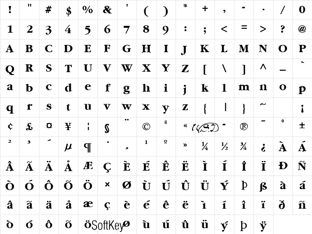 Garnet Bold Character Map Garnet Bold Character Map