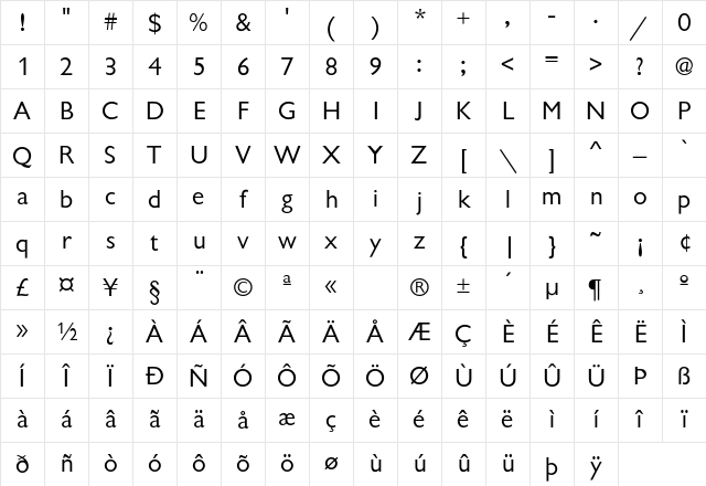 GarrisonSans-Regular Regular Character Map