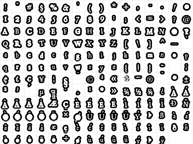 GassyGaut Regular Character Map
