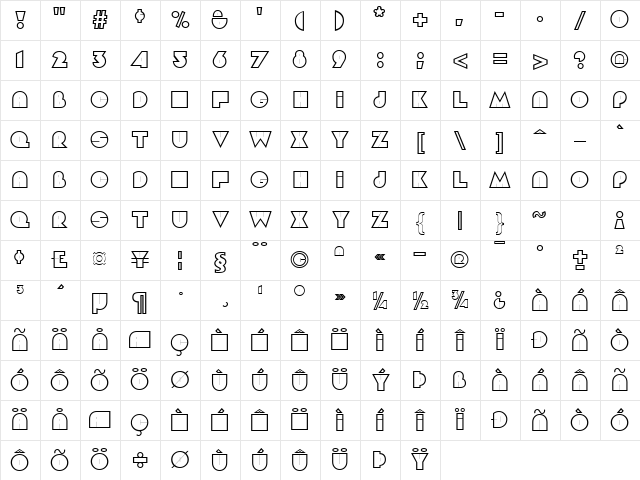 GE Bagel Outline Caps Regular Character Map GE Bagel Outline Caps Regular Character Map
