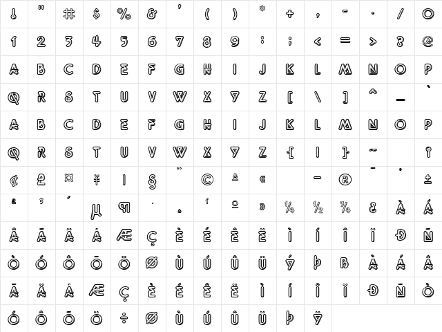 GE Neon Lights Regular Character Map
