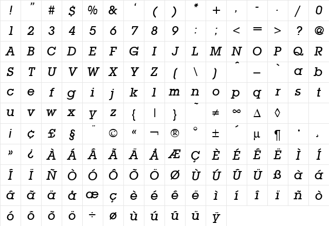 LubbersMedium RegularItalic Character Map LubbersMedium RegularItalic Character Map