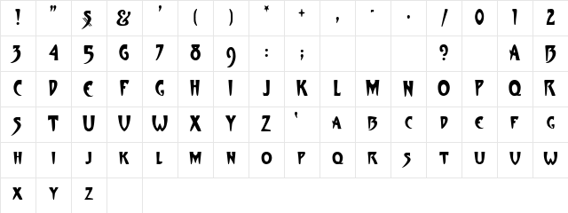 Gehenna Regular Character Map
