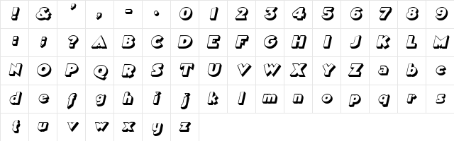Geisha Bold Italic Character Map