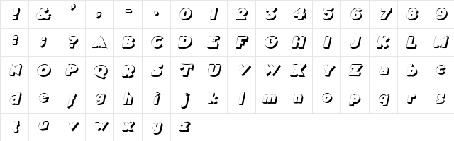 Geisha Italic Character Map