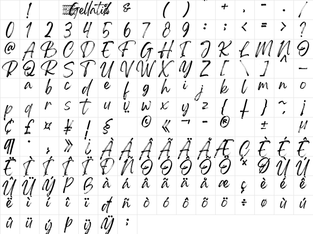 Gellatio Personal Use Only Regular Character Map Gellatio Personal Use Only Regular Character Map