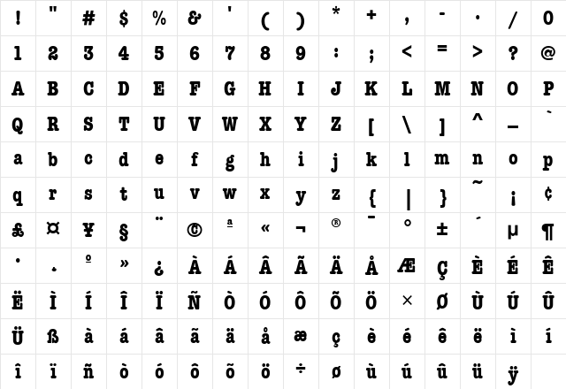 AmTypewriterCdITC Bold Character Map