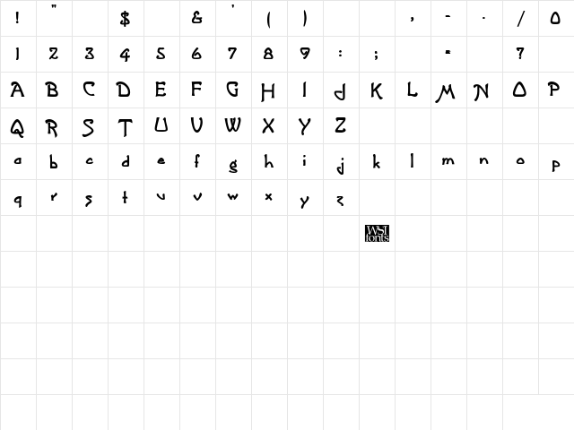 Lublick Bold Character Map