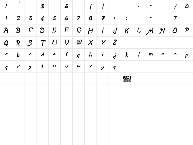 Lublick Bold Italic Character Map
